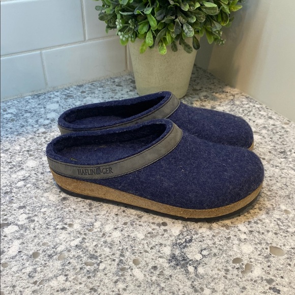 Haflinger Grizzly wool slip on shoes blue size 37 - Picture 1 of 7